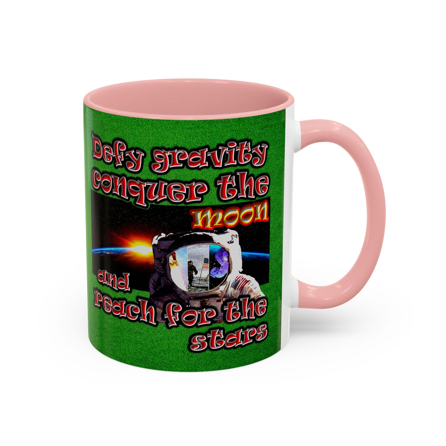 defy conquer reach - Accent Mug (green turf)