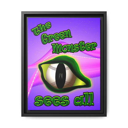 green monster - framed canvas art (purple-pink wave)