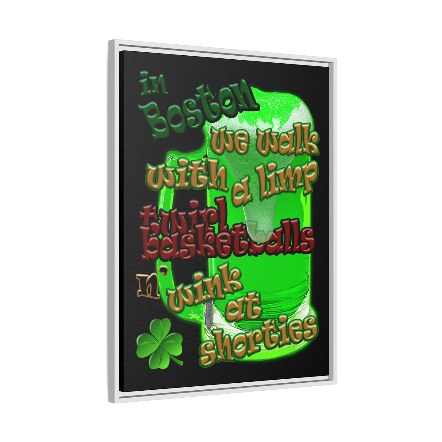 celtics logo - framed canvas art (black)