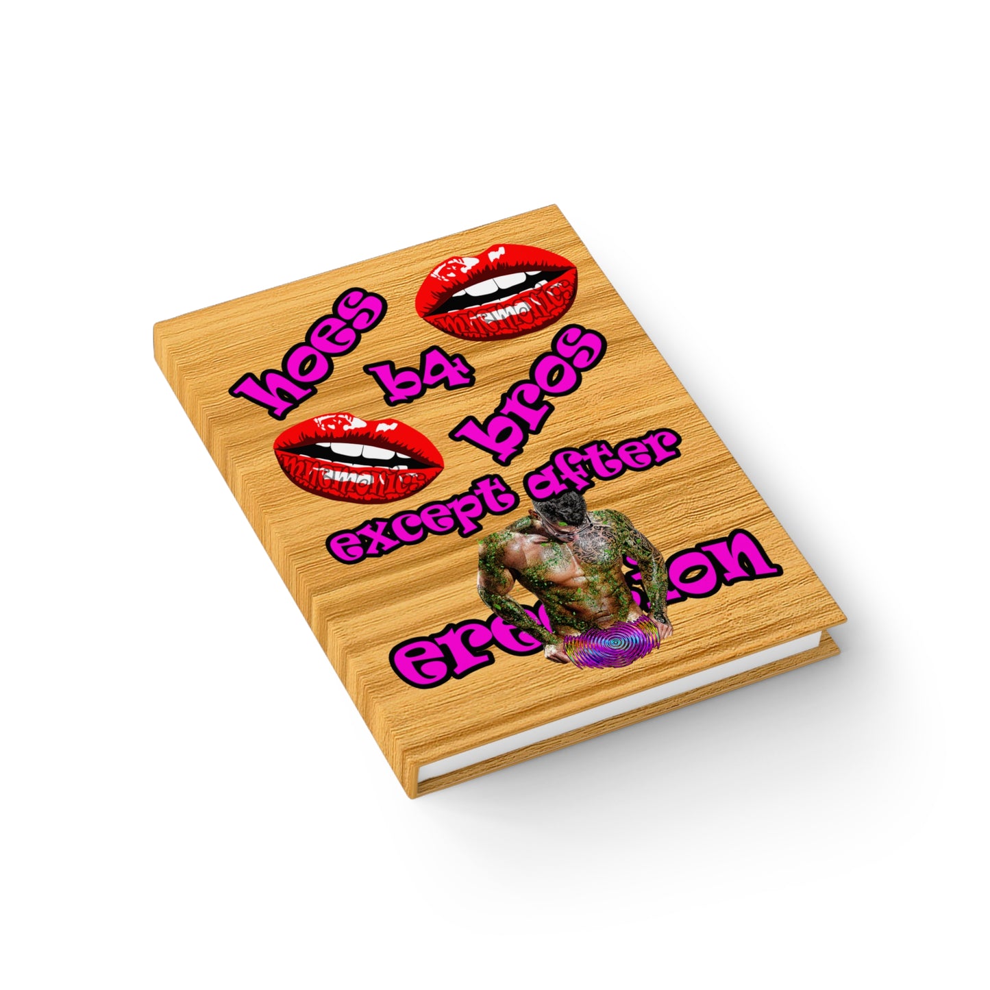 hoes b4 bros - journal-blank (butterscotch wood finish)