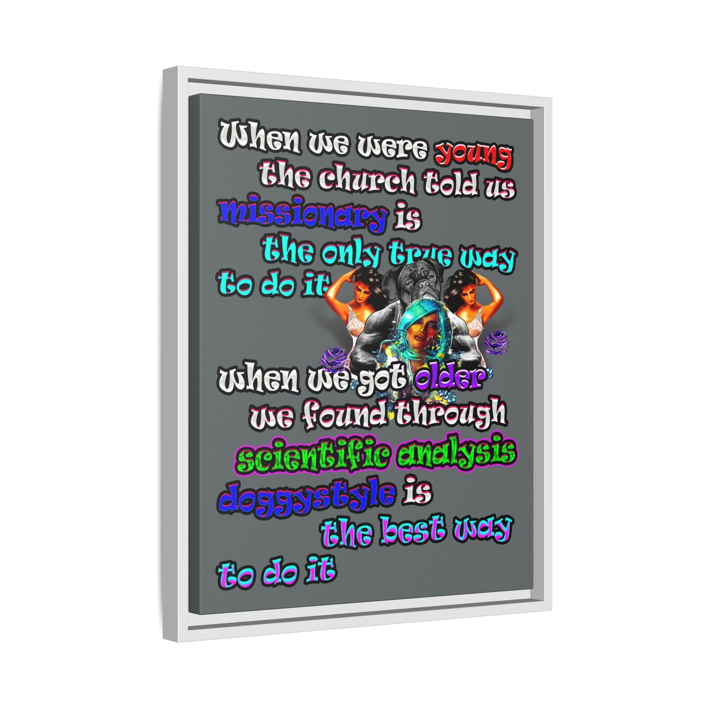 doggystyle - framed canvas art (dark grey)