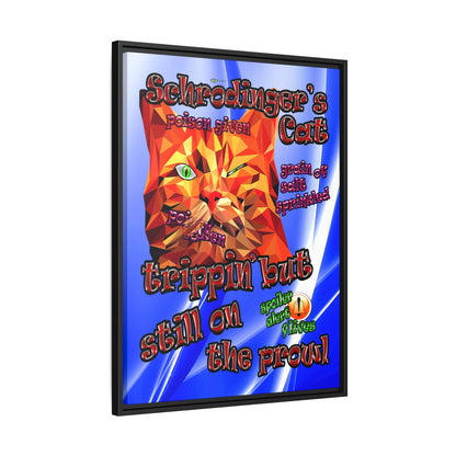 schrodinger's cat - framed canvas art (blue-white wave)