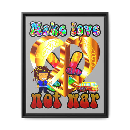 love peace - framed canvas art (light grey)