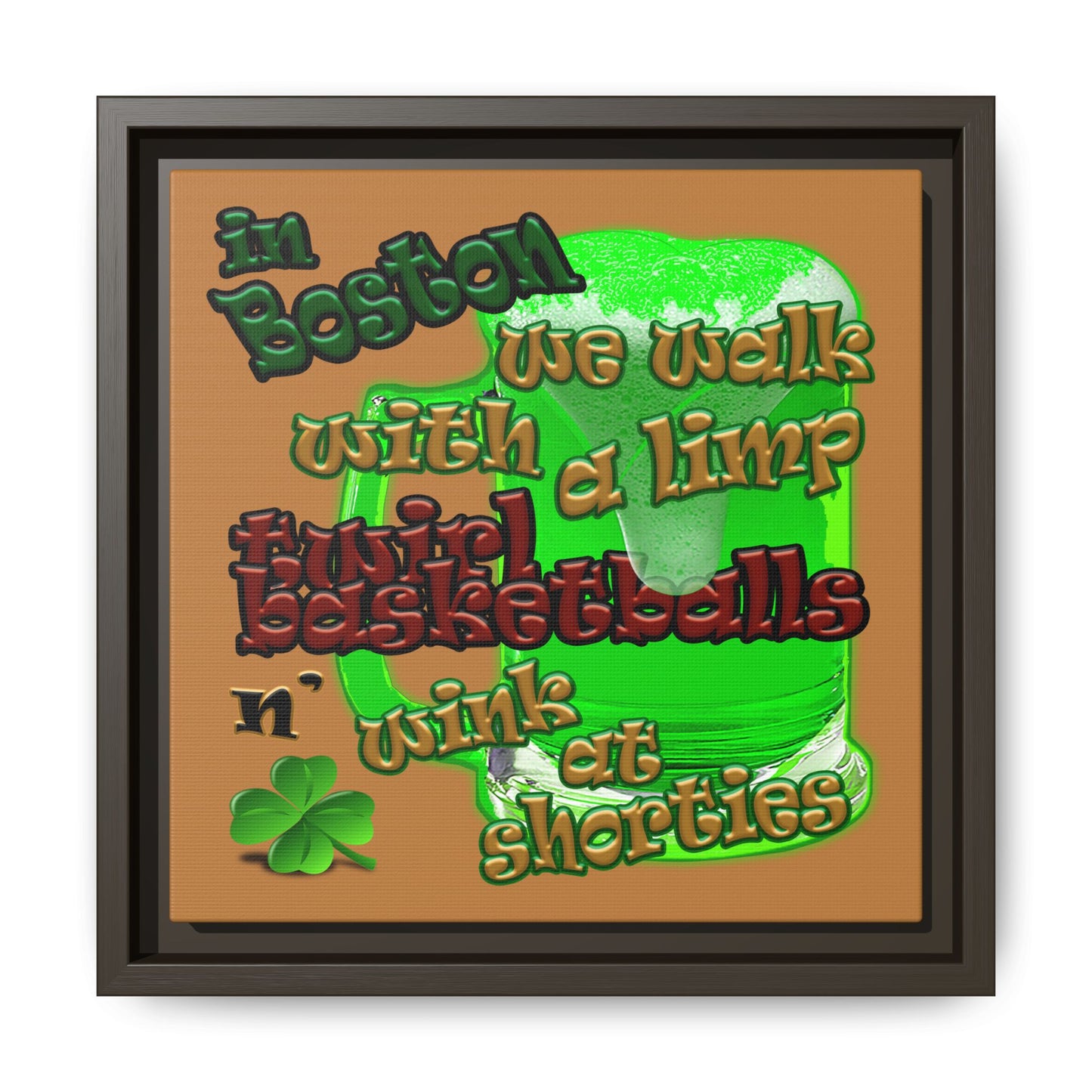 celtics logo - framed canvas art (light brown)
