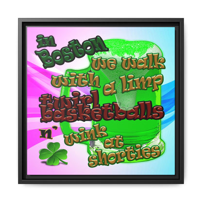 celtics logo - framed canvas art (light blue-pink wave)
