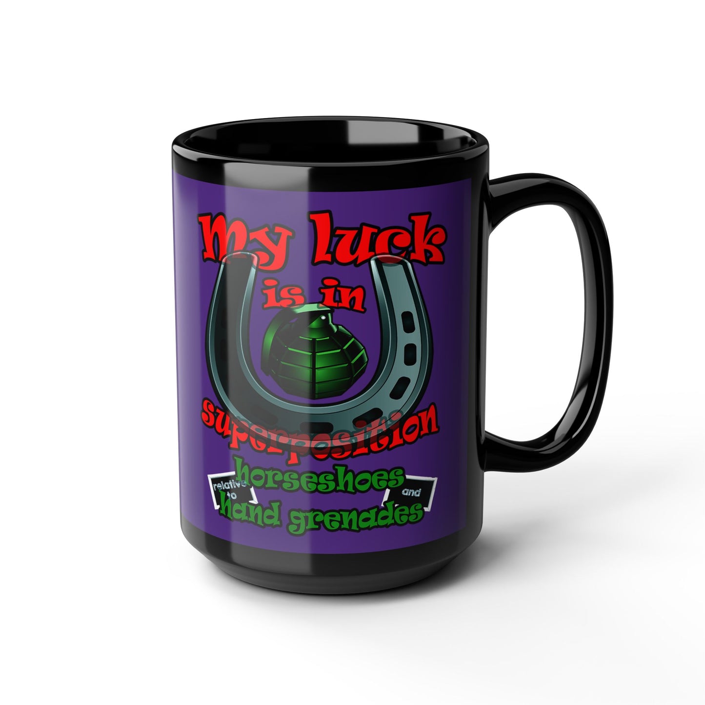 my luck - Black Mug (purple)