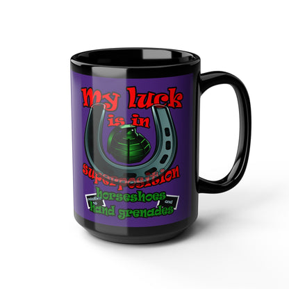 my luck - Black Mug (purple)