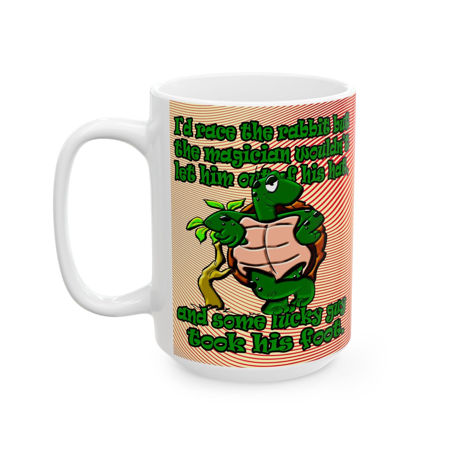 turtle race - White Mug (yellow-orange wave)