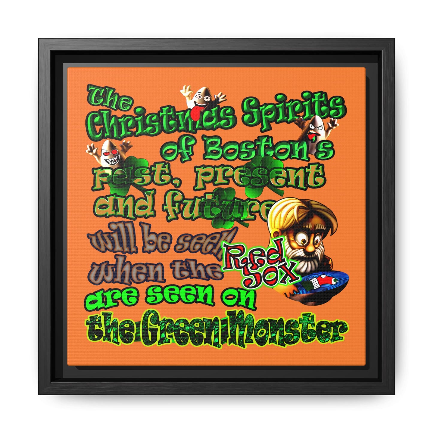christmas spirits of boston - framed canvas art (crusta)