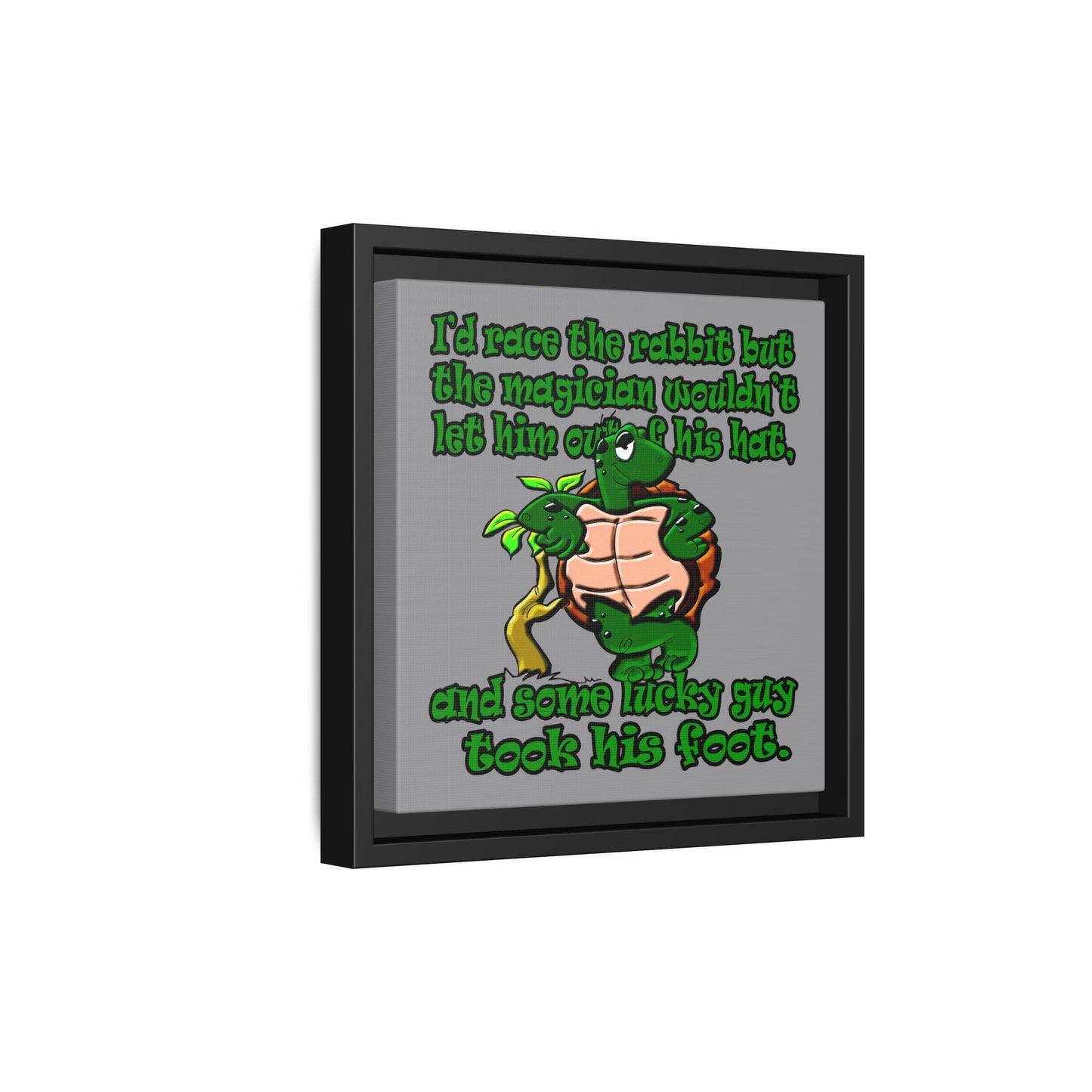 turtle race - framed canvas art (grey)