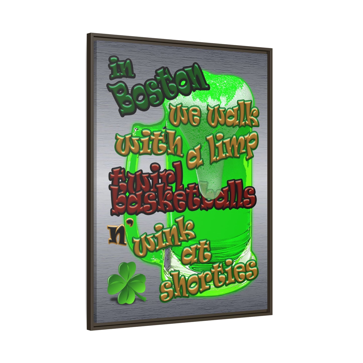 celtics logo - framed canvas art (brushed nickel)