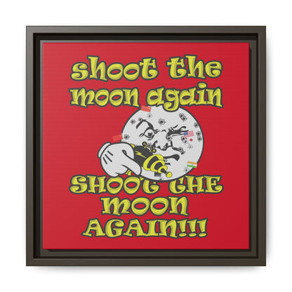 shoot the moon again - framed canvas art (dark red)