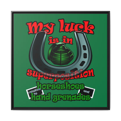 my luck - framed canvas art (dark green)