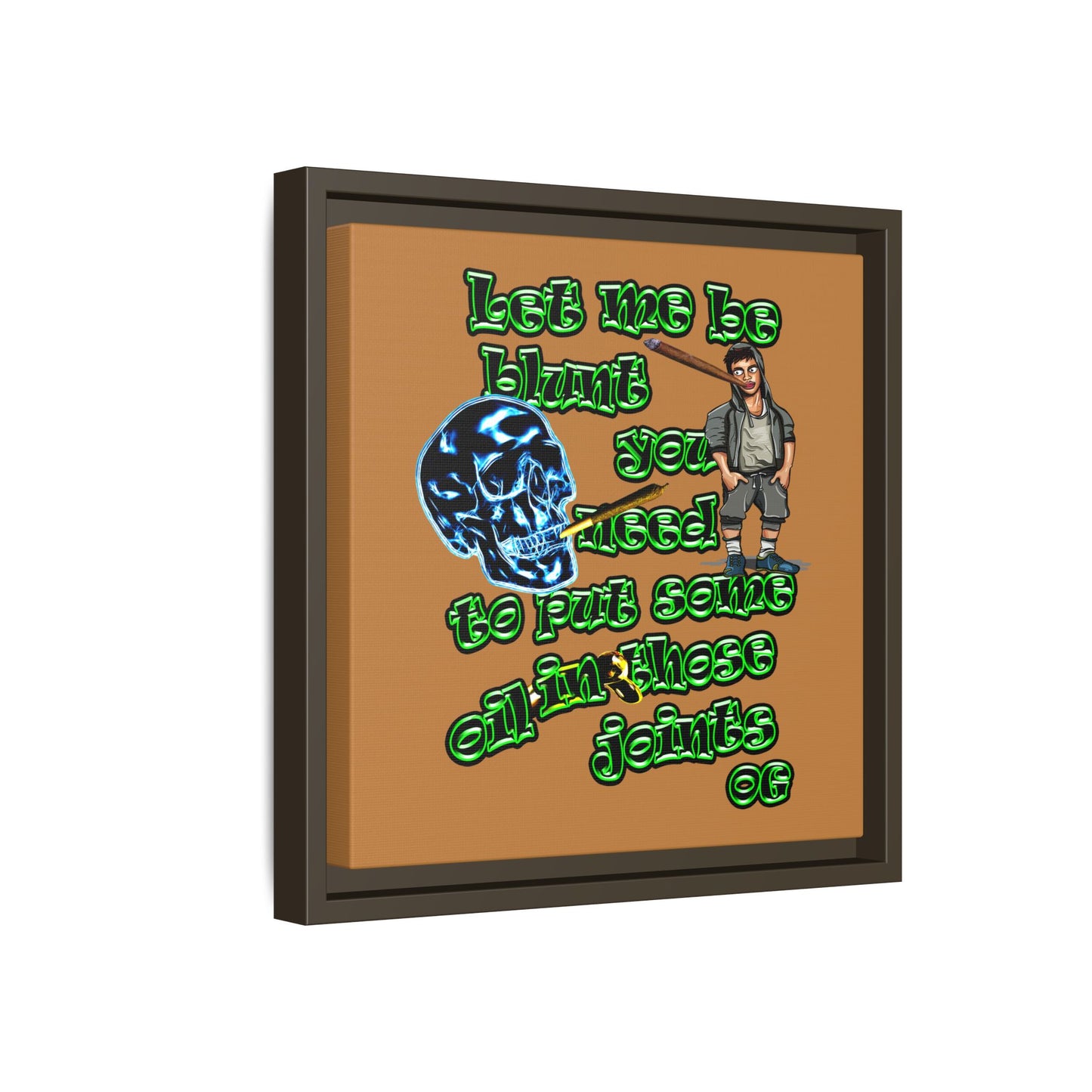 og - framed canvas art (light brown)