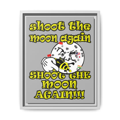 shoot the moon again - framed canvas art (light grey)