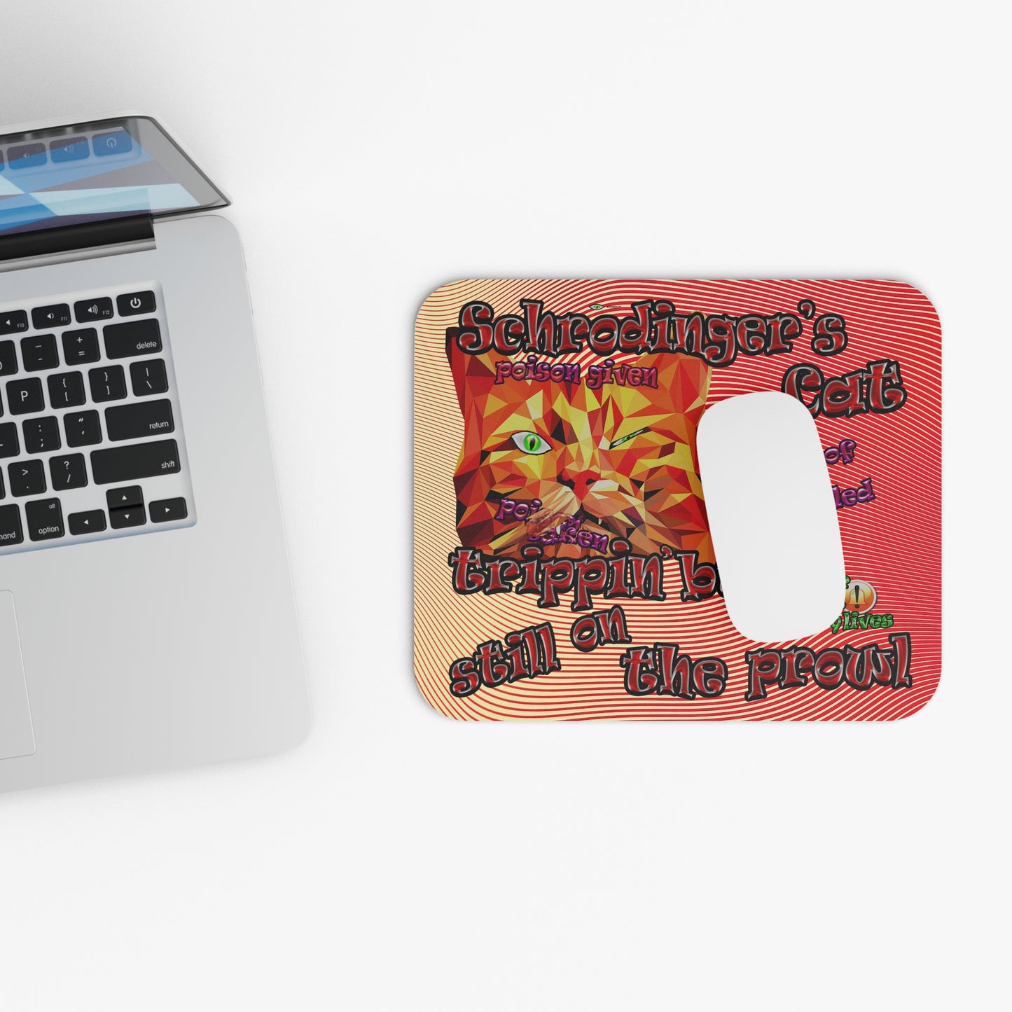 schrodinger's cat - Mouse Pad (Rectangle) (yellow-orange wave)