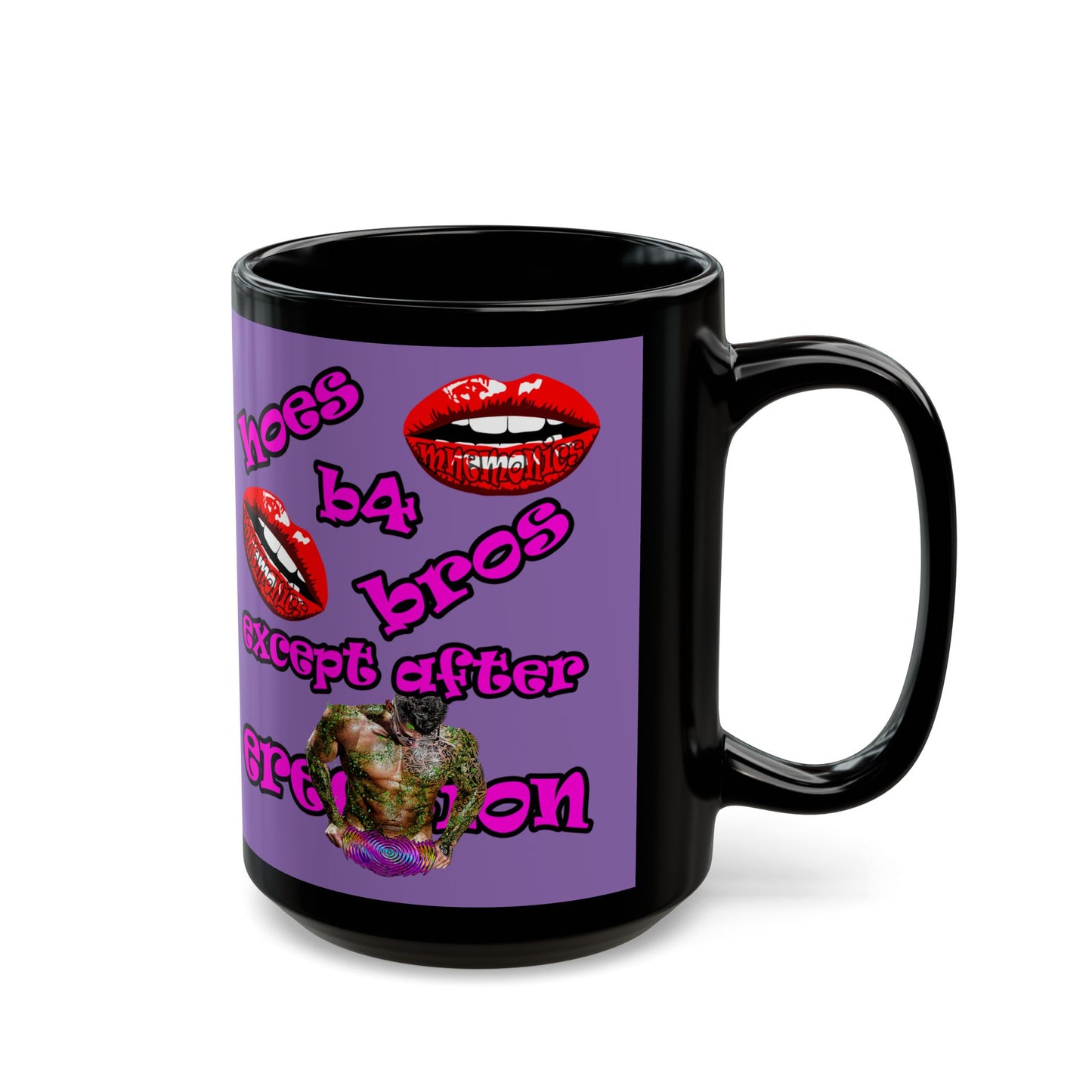 hoes b4 bros - Black Mug (light purple)