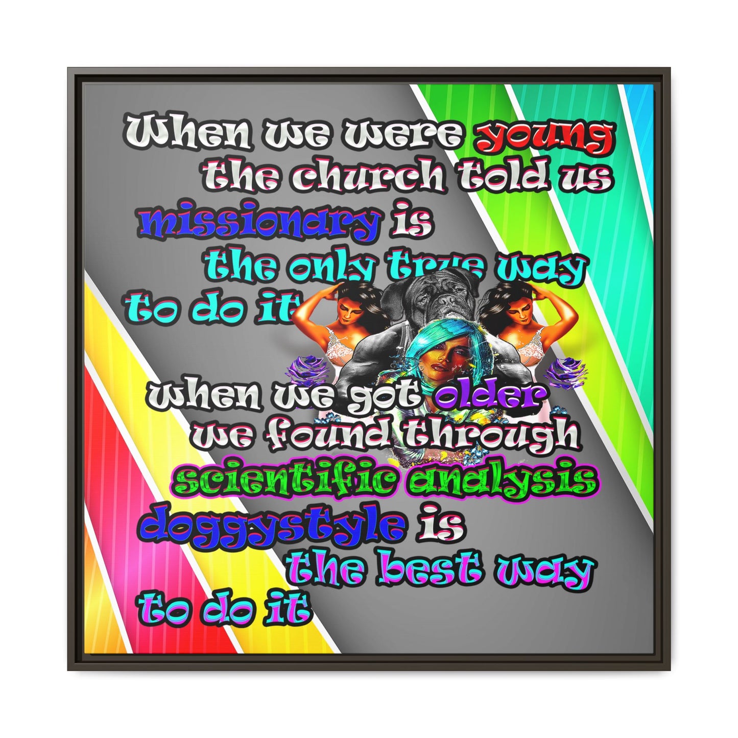 doggystyle - framed canvas art (rainbow split)
