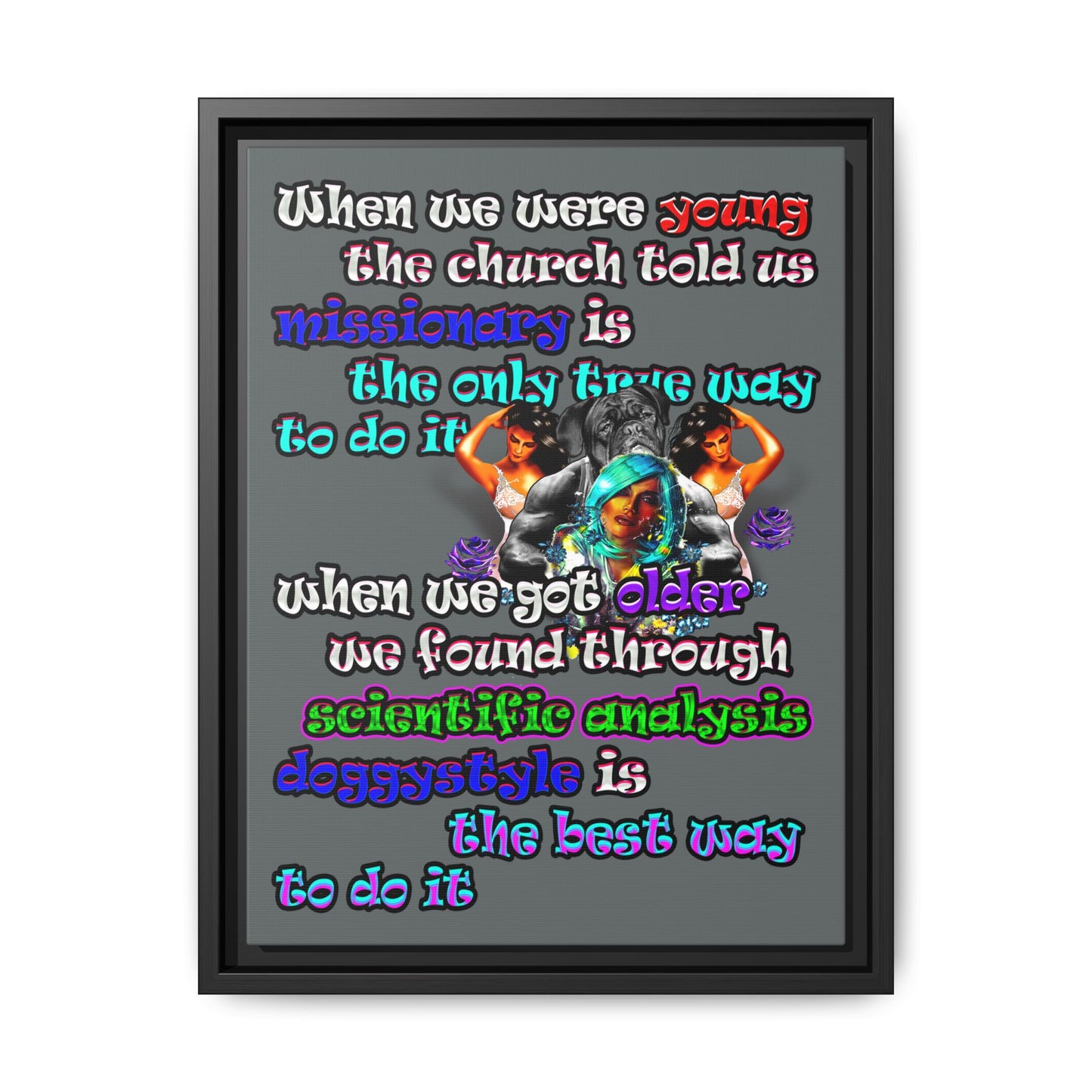 doggystyle - framed canvas art (dark grey)