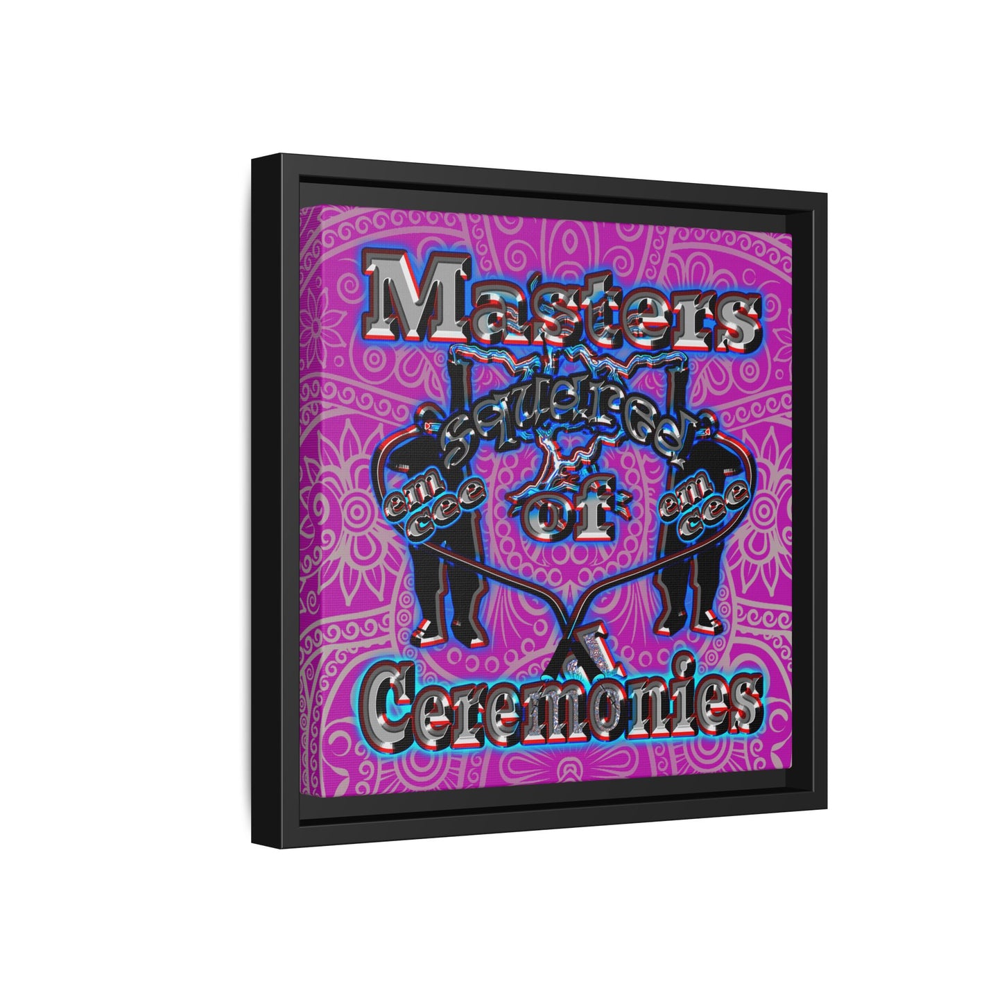 em cee squared - framed canvas art (pink swirl)