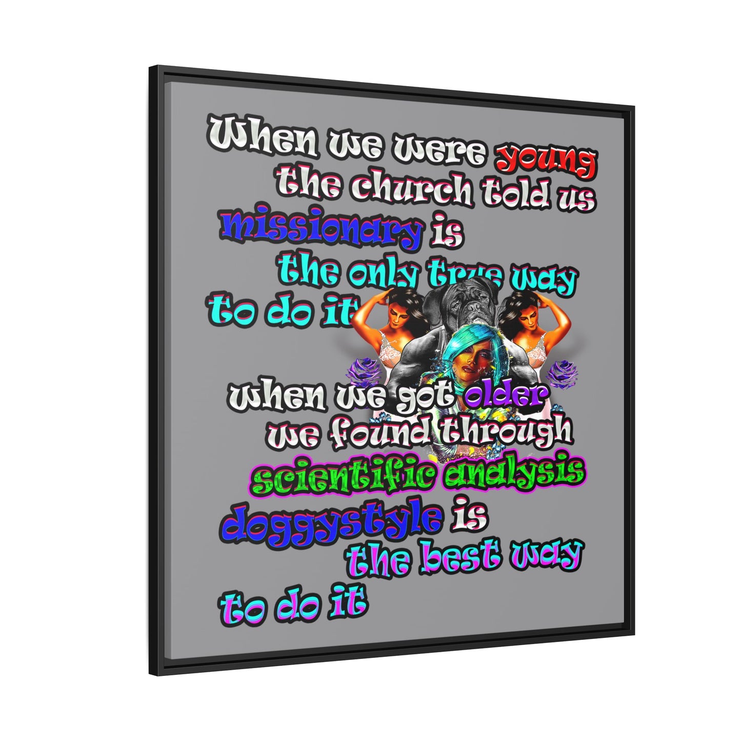 doggystyle - framed canvas art (grey)