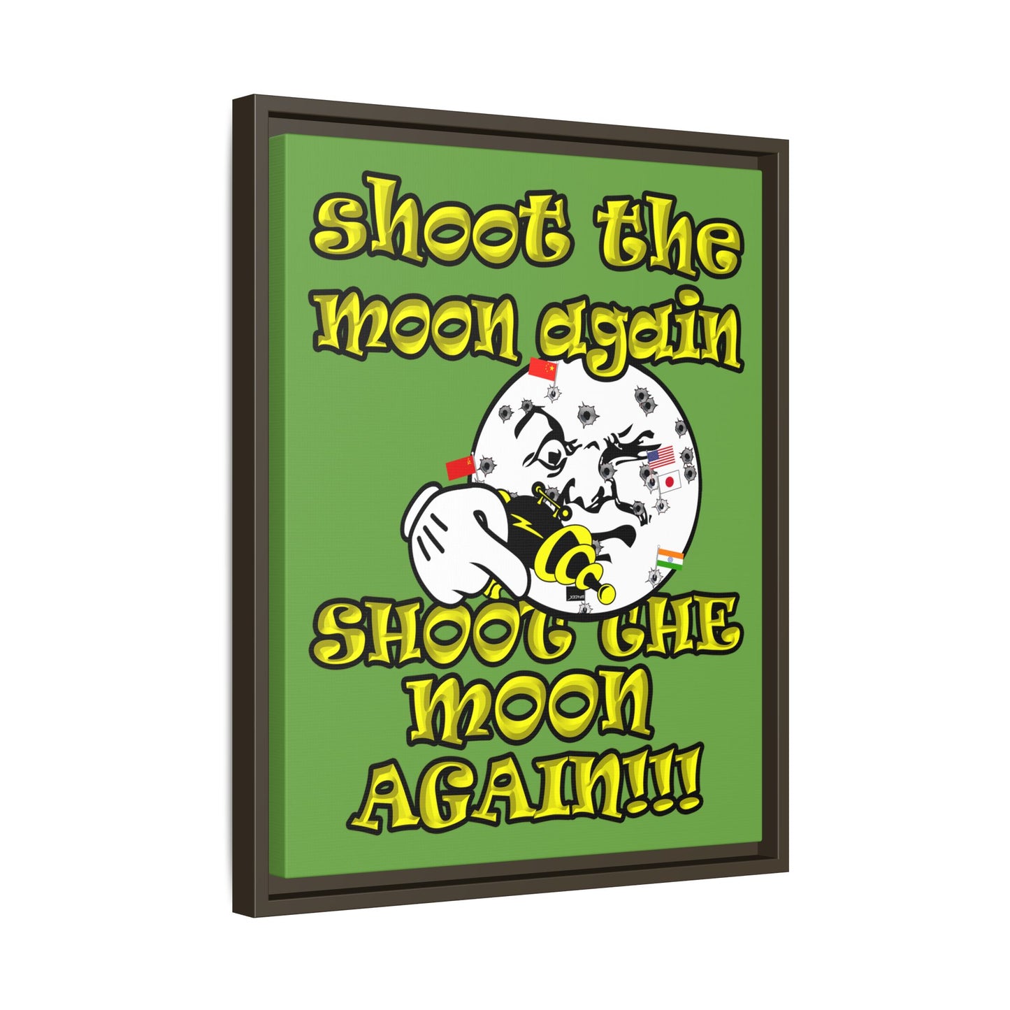 shoot the moon again - framed canvas art (green)