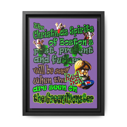 christmas spirits of boston - framed canvas art (light purple)