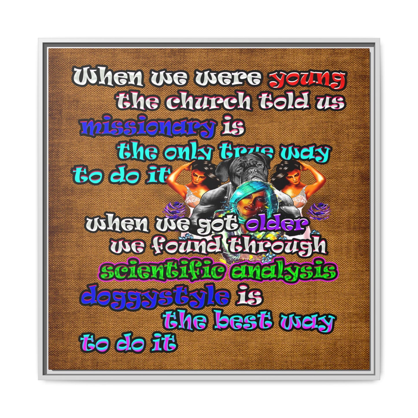 doggystyle - framed canvas art (brown papyrus)