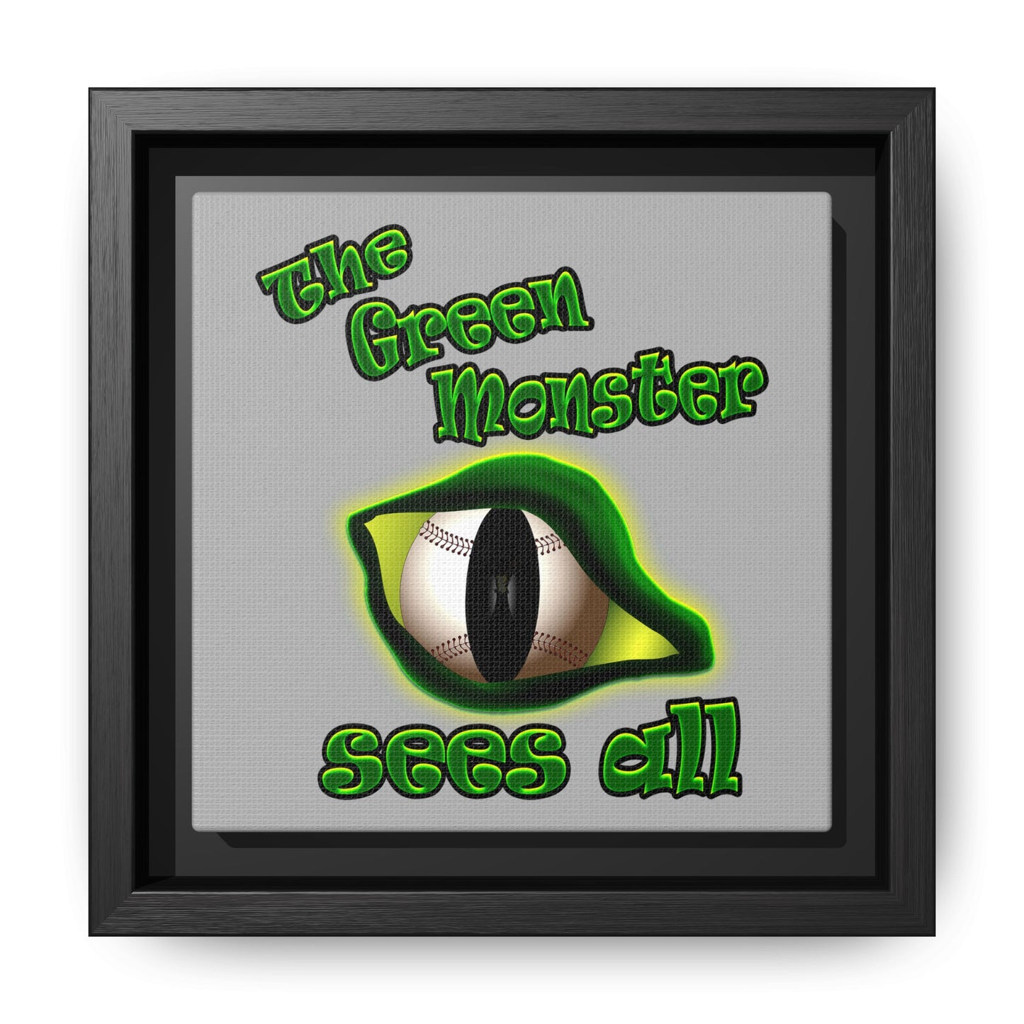 green monster - framed canvas art (light grey)