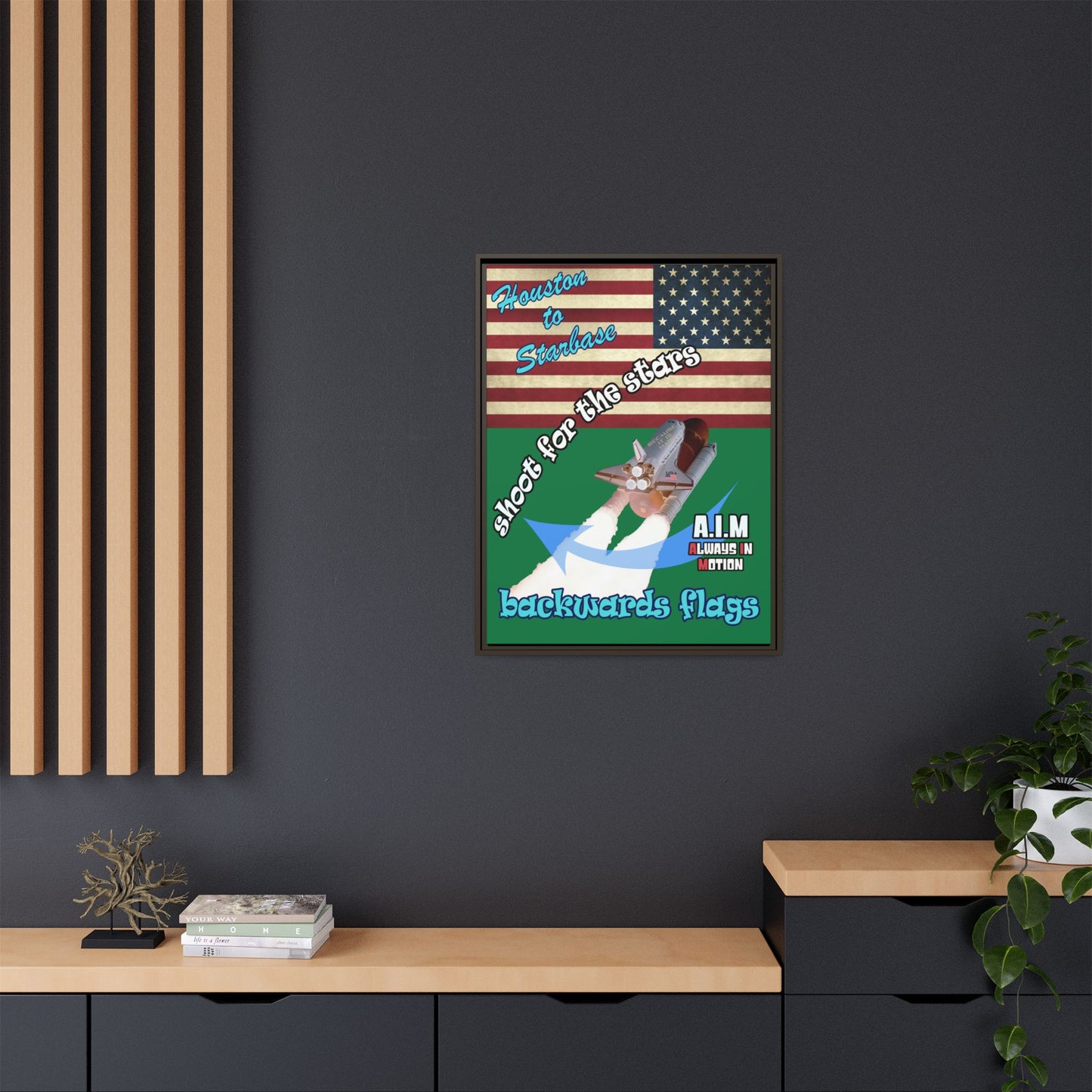 shoot for the stars - framed canvas art (dark green)