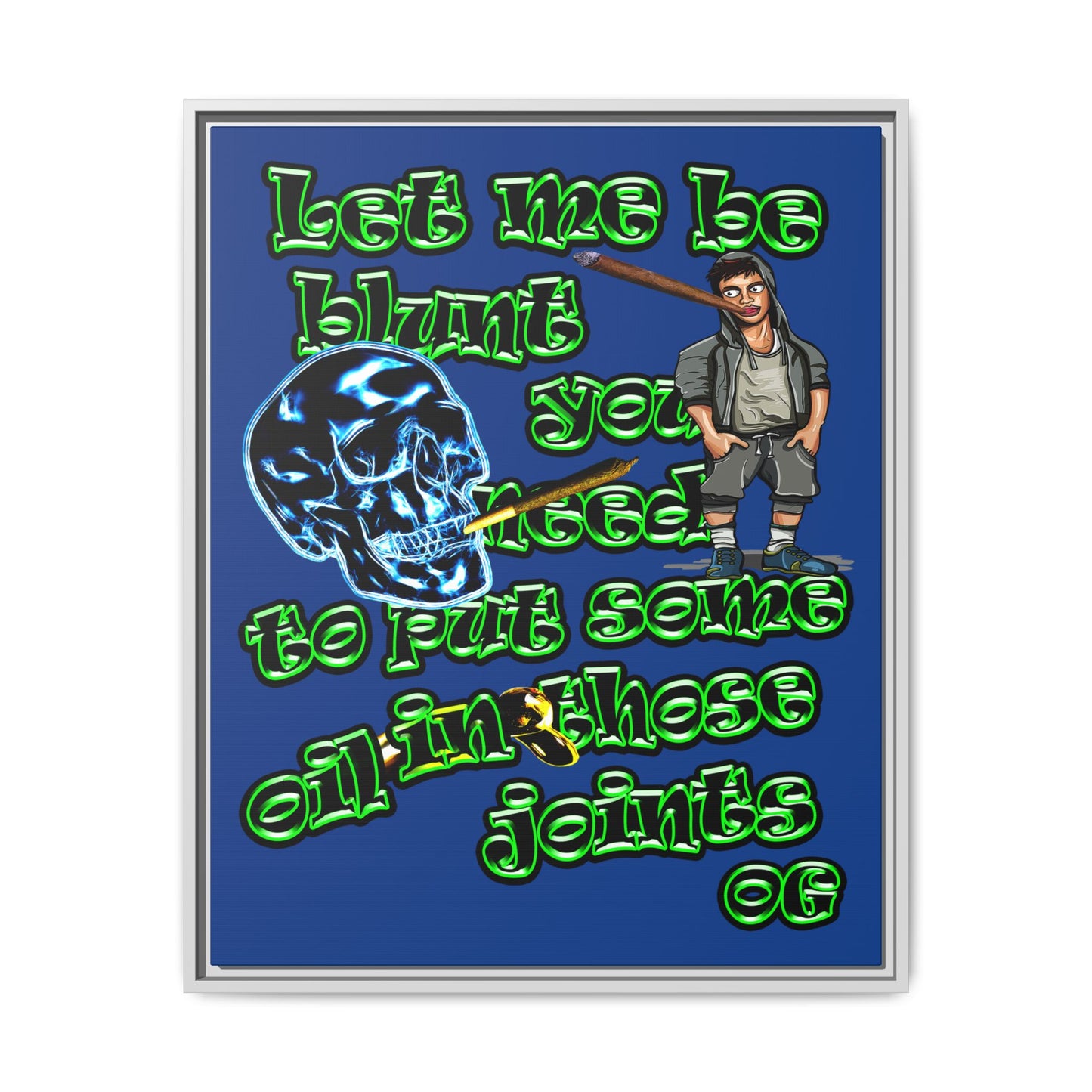 og - framed canvas art (dark blue)