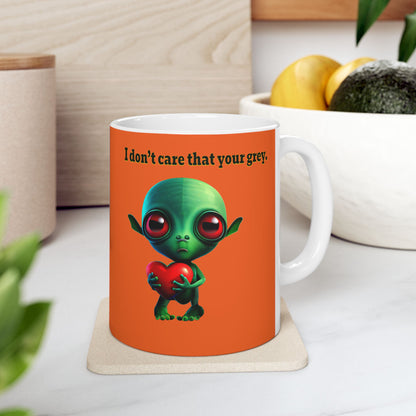 I don't care that your grey - White Mug (orange)