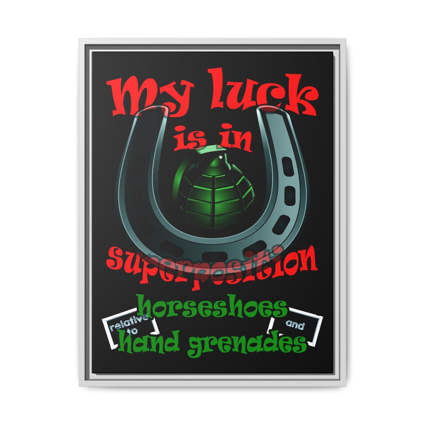 my luck - framed canvas art (black)
