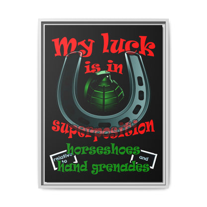 my luck - framed canvas art (black)