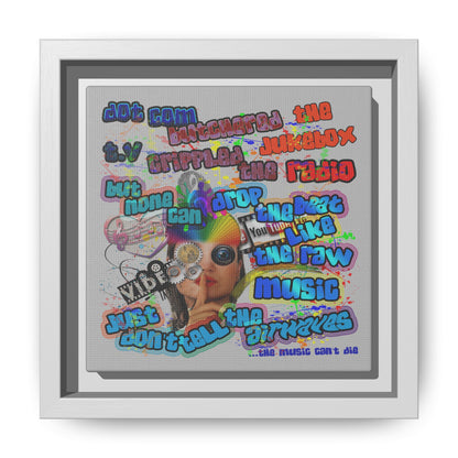 drop the beat - framed canvas art (light grey)