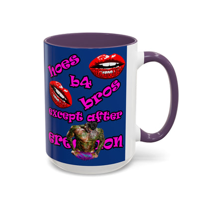 hoes b4 bros - Accent Mug (dark blue)