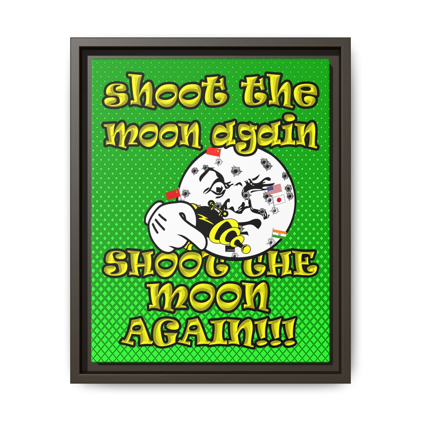 shoot the moon again - framed canvas art (logo green)