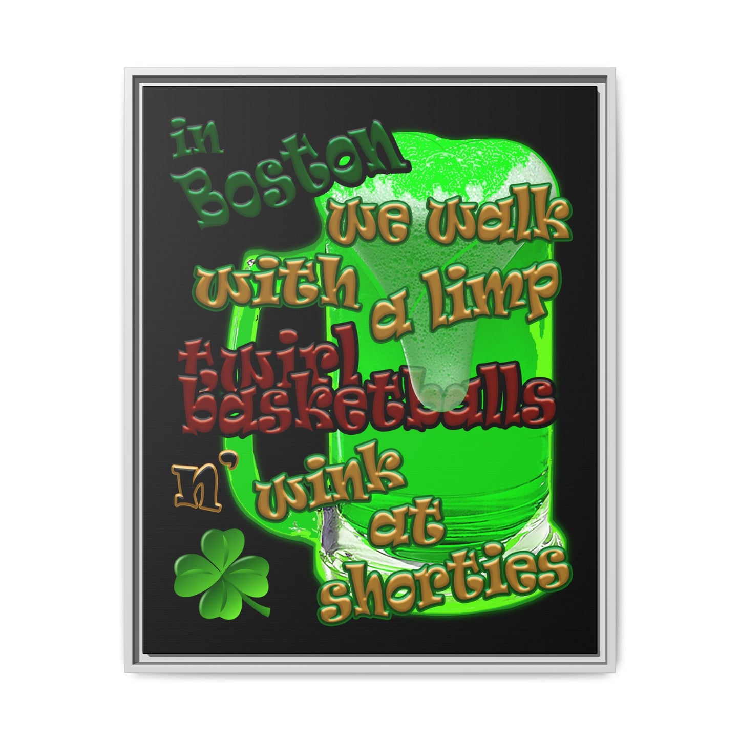 celtics logo - framed canvas art (black)