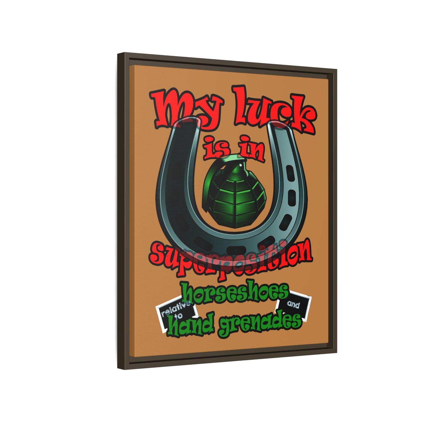my luck - framed canvas art (light brown)