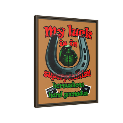 my luck - framed canvas art (light brown)
