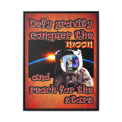 defy conquer reach - framed canvas art (burnt orange)
