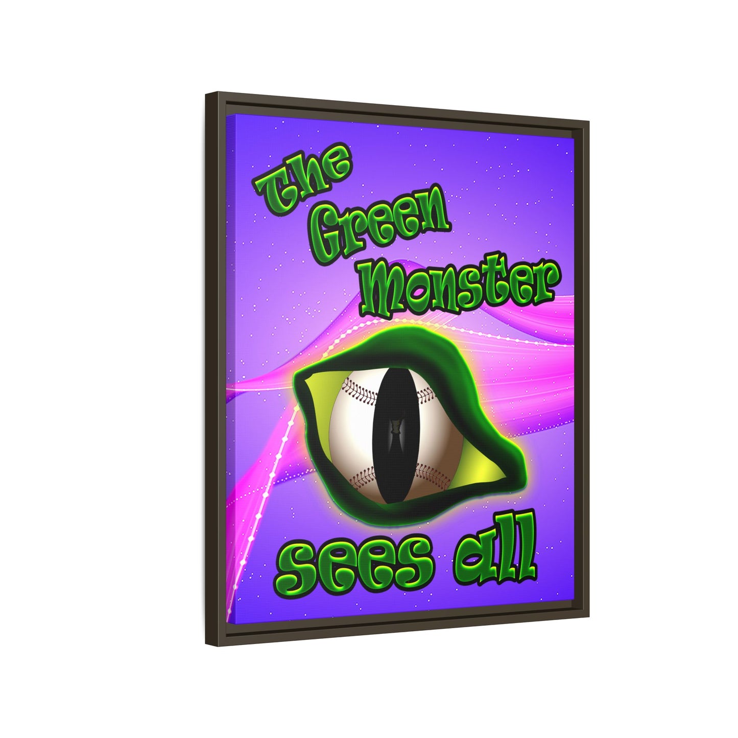 green monster - framed canvas art (purple-pink wave)