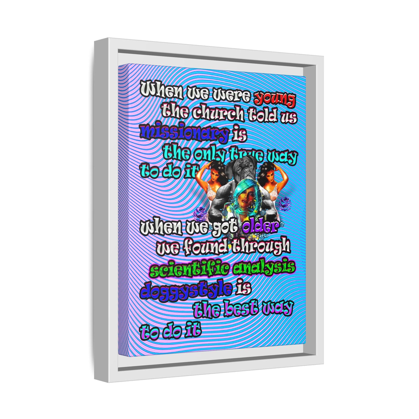 doggystyle - framed canvas art (light blue-purple wave)