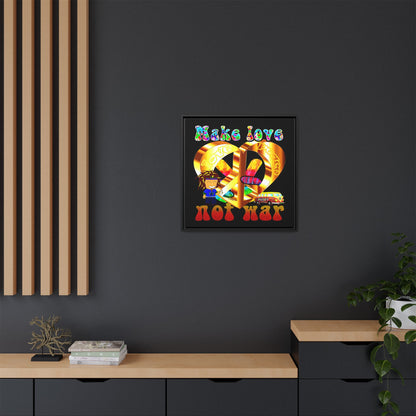 love peace - framed canvas art (black)