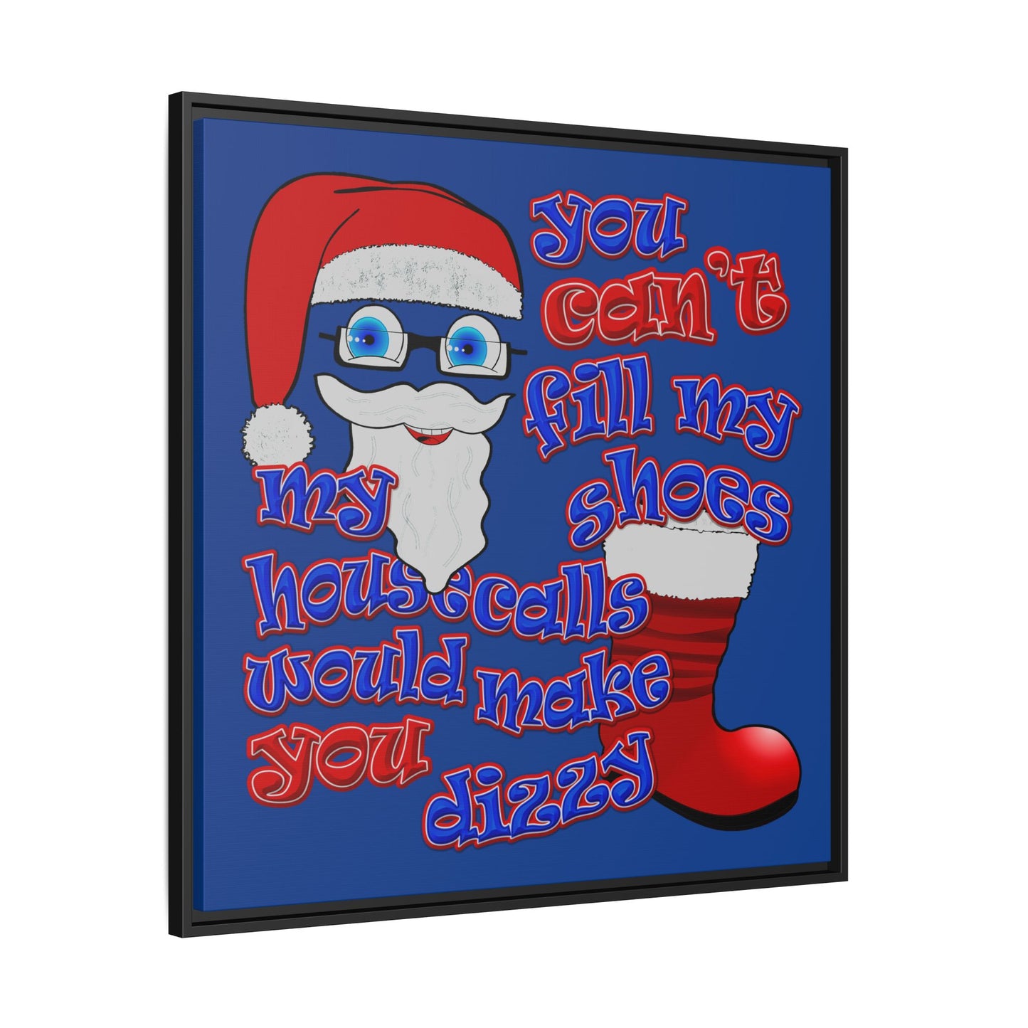 santa's shoes - framed canvas art (dark blue)