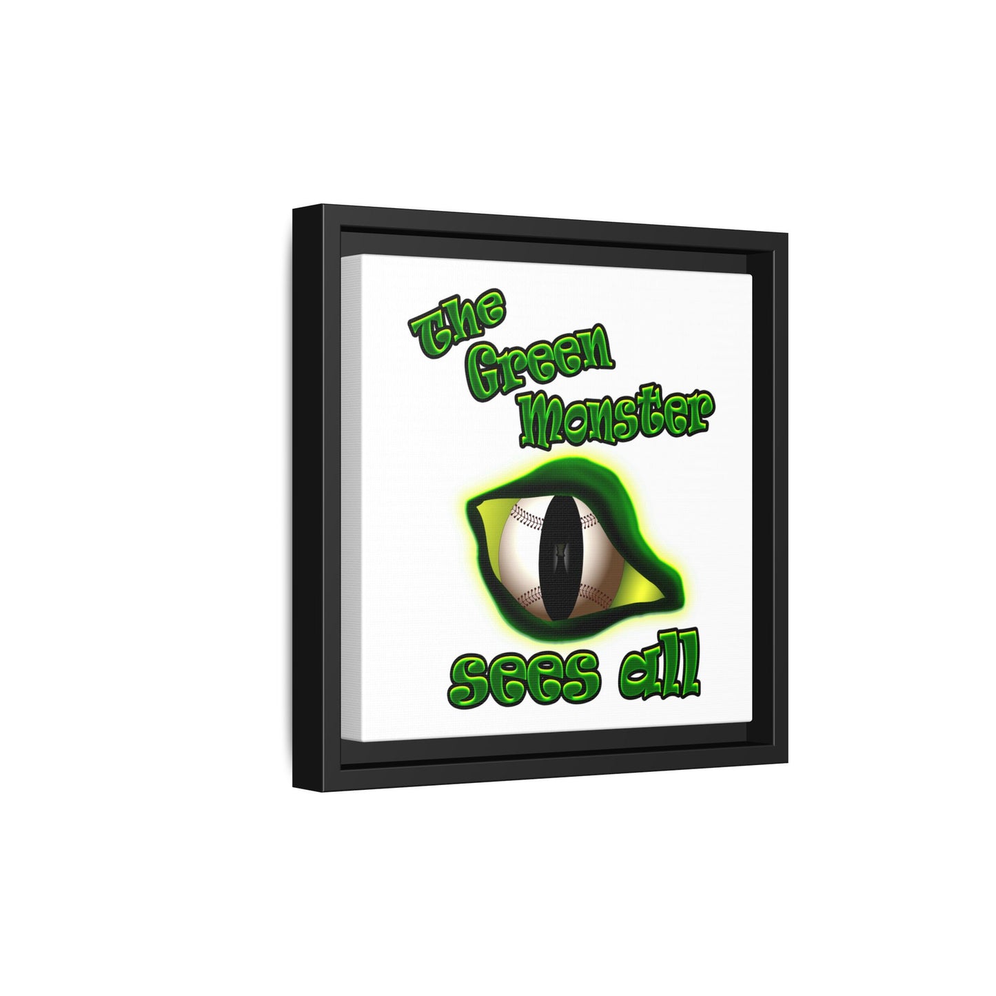 green monster - framed canvas art (white)