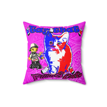 tag that - Spun Polyester Square Pillow - (pink swirl)