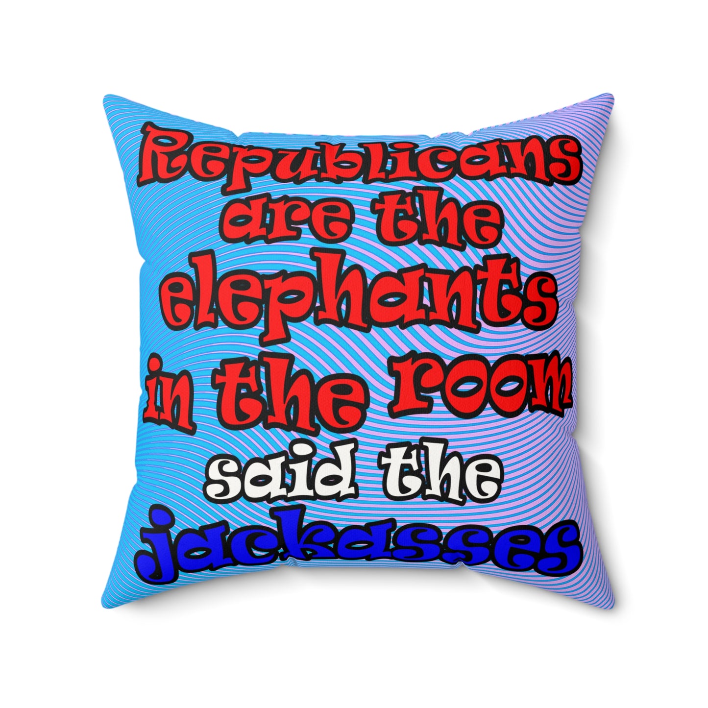 donkeys and elephants - Faux Suede Square Pillow - (light blue-purple wave)