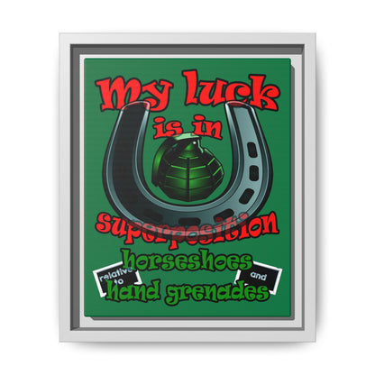 my luck - framed canvas art (dark green)