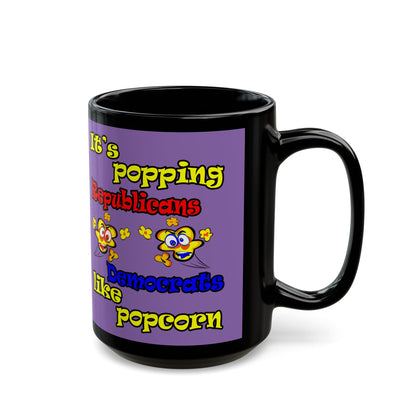 popping like popcorn - Black Mug (light purple)